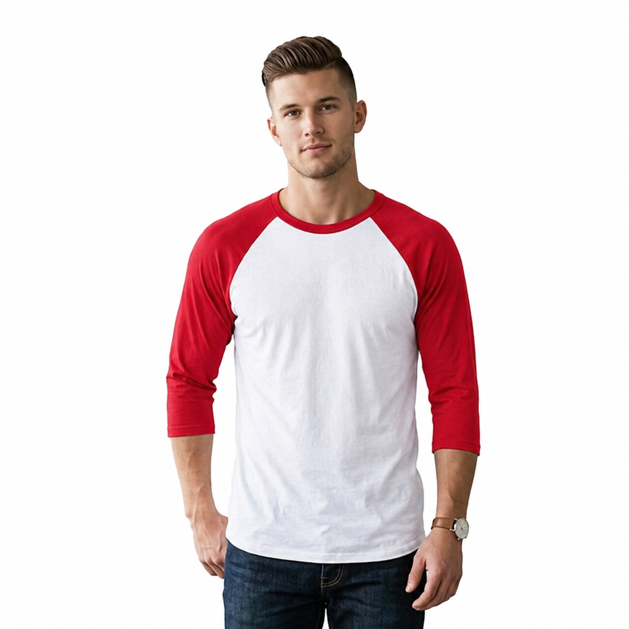 BELLA + CANVAS® Unisex Three-Quarter Sleeve Baseball Tee Raglan Contrast Sleeve Lightweight Retail Fit Shirt